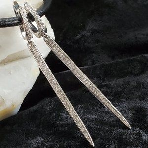 Platinum-plated Earrings White Topaz  "Arrows"